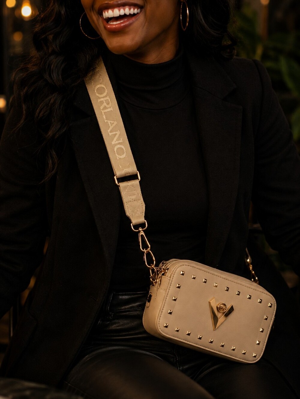 VALENTINO ORLANDI Studded Double Zip Crossbody Camera Bag Purse New $159